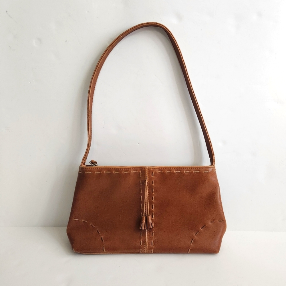 Vintage Leather Y2K Boho small shoulder bag purse tassel brown cowgirl r…